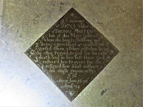 rousham church, oxon (23) c17 brass of lucy marten +1698
