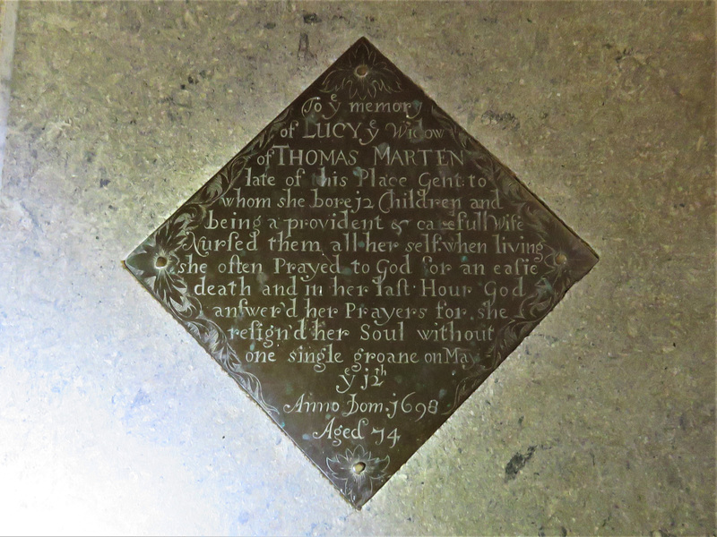 rousham church, oxon (23) c17 brass of lucy marten +1698
