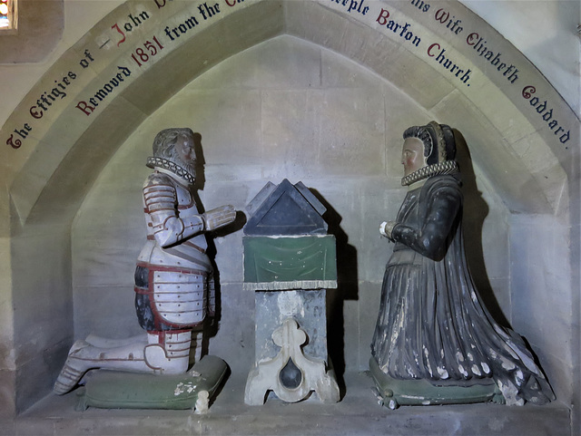 rousham church, oxon; effigy of john dormer +1584 and wife elizabeth goddard from c16 tomb in steeple barton church