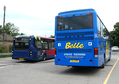 Rail Replacement vehicles at Ely Station - 9 Jul 2023 (P1150870)