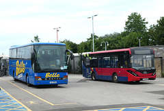 Rail Replacement vehicles at Ely Station - 9 Jul 2023 (P1150872)