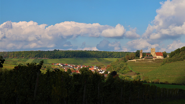 Neipperg (Dorf & Burg) im Sonnenschein