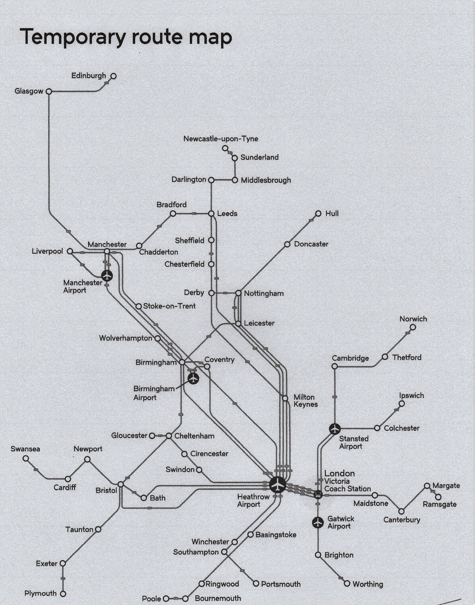 National Express reduced coach network re Covid-19 - 24 Mar 2020