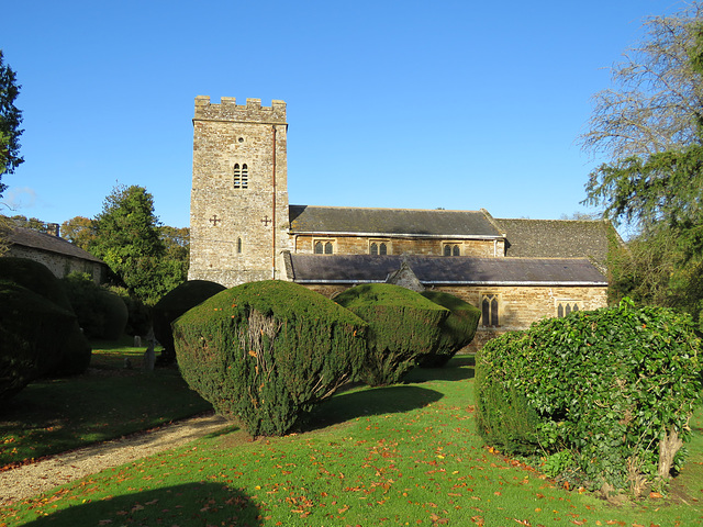 rousham church, oxon (1) tower early c13, most of the church windows are of the 1860 rebuild