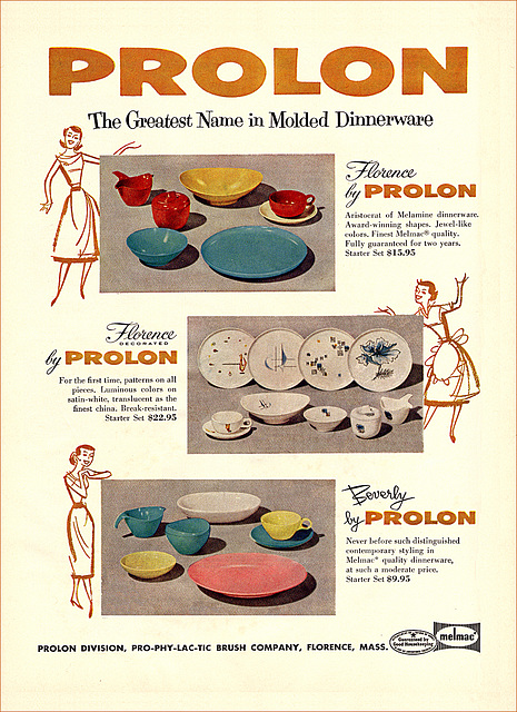 Prolon Melmac Dinnerware Ad, 1957