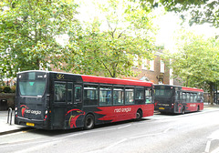 Red Eagle 50113 (YX60 BZO) and 50118 (YX10 FFB) in St. Albans - 8 Sep 2023 (P1160259)