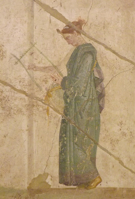 Detail of the Pan on Flute with Nymphs Wall Painting in the Naples Archaeological Museum, July 2012