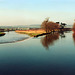 The River Anker and flood Relief Channel from Lady Bridge, Tamworth (Scan from early 1989)