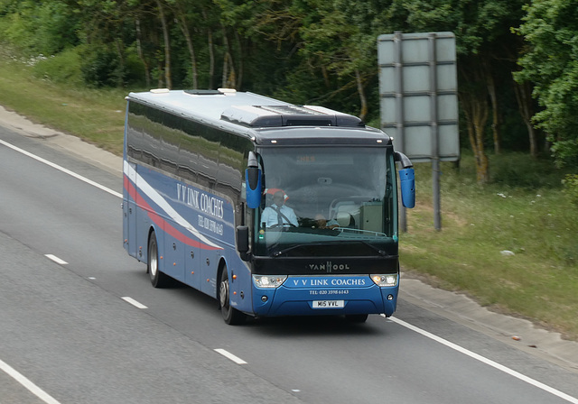 V V Link Coaches M15 VVL on the A11 near Kennett - 21 May 2022 (P1110890)