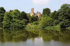 Sherborne Old Castle reflected in the lake