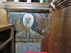 buckland in the moor church, devon , paintings on the rear of the c16 screen dado (1)