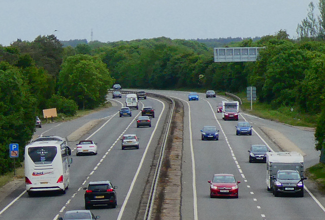 Travel Xpress MO69 TXP on the A11 near Kennett - 21 May 2022 (P1110900)