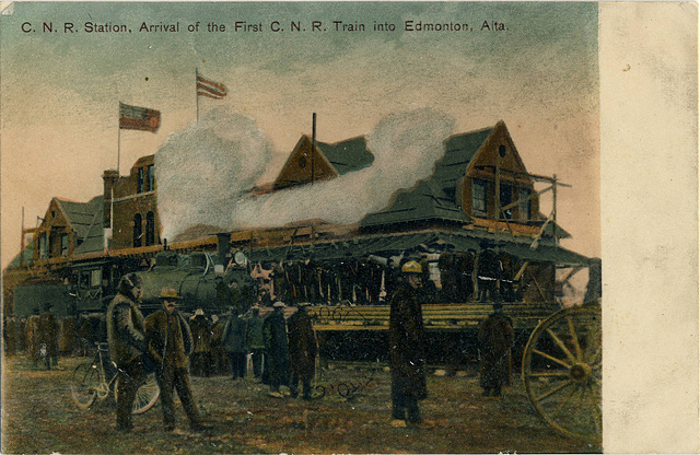 5966. C. N. R. Station, Arrival of the First C. N. R. Train into Edmonton, Alta.