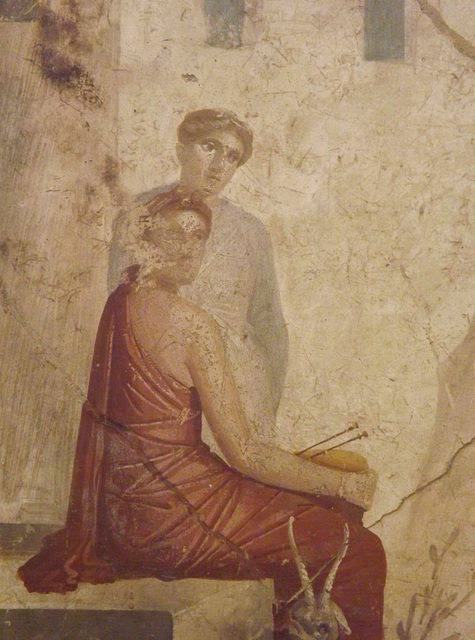 Detail of the Pan on Flute with Nymphs Wall Painting in the Naples Archaeological Museum, July 2012