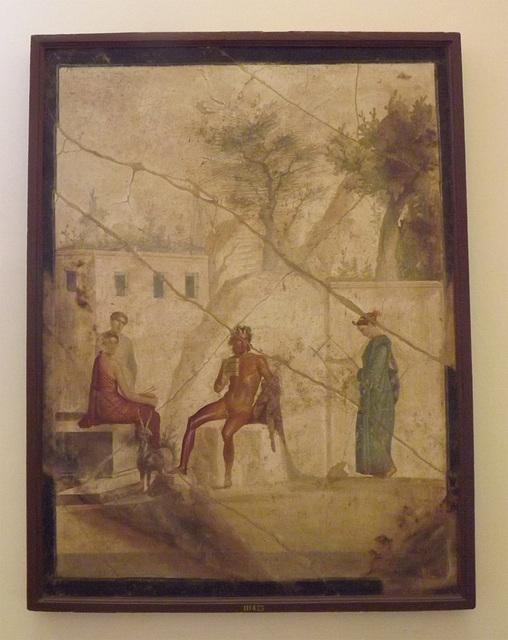 Pan on Flute with Nymphs Wall Painting in the Naples Archaeological Museum, July 2012