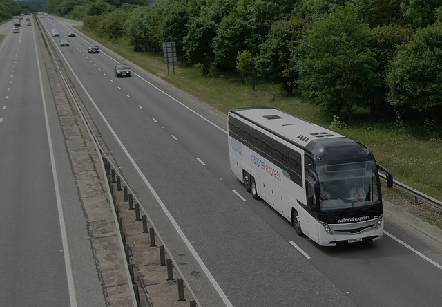 National Express 248 (BF68 LDJ) on the A11 near Kennett - 21 May 2022 (P1110940)