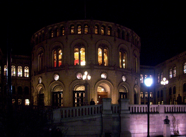 NO - Oslo - Storting in the evening