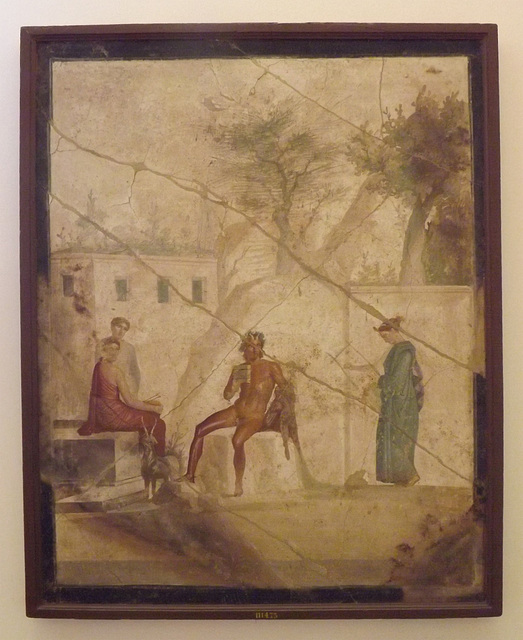 Pan on Flute with Nymphs Wall Painting in the Naples Archaeological Museum, July 2012