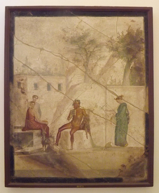 Pan on Flute with Nymphs Wall Painting in the Naples Archaeological Museum, July 2012