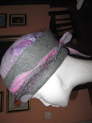 grey-pink nuno felted hat