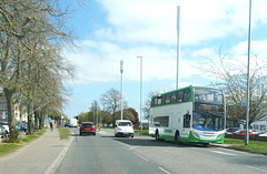 Stephensons 610 (CX14 EMS) passing Cambridge Airport - 10 Apr 2025 (P1200738)