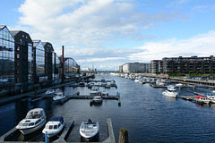 Norway, The River of Nidelva and Verftsbrua in Trondheim