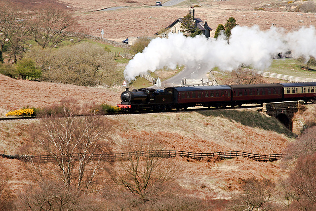 LNER class J27 0-6-0 65984 passing Moorgates NYMR 30th March 2019.