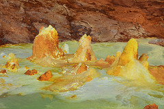 Ethiopia, Danakil Depression, Solidified lava flows in the Crater of the Dallol Volcano