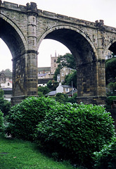 Yorkshire, High Bridge over the River Nidd at Knaresborough (Scan from Oct 1989)