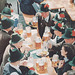 Beer drinkers in Munich in traditional costume