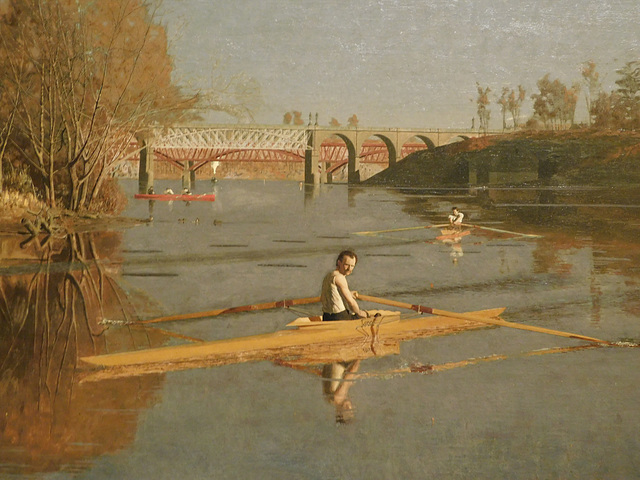 Detail of The Champion Single Sculls by Thomas Eakins in the Metropolitan Museum of Art, February 2020