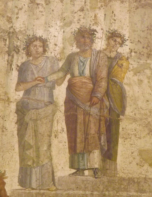 Detail of a Wall Painting with Jason and Pelias in the Naples Archaeological Museum, July 2012