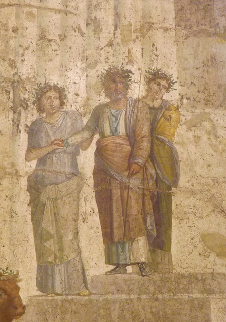 Detail of a Wall Painting with Jason and Pelias in the Naples Archaeological Museum, July 2012