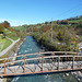 Blick aus der Niesen Standseilbahn nach der Ausfahrt in Mülenen. Unter uns die Kander