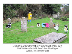 Crib Festival - shepherd, his dog & sheep by Valerie Skues - 12 12 2014