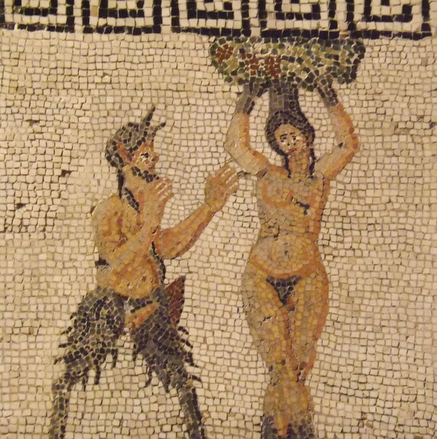 Detail of the Pan and Amadriade Mosaic in the Naples Archaeological Museum, July 2012