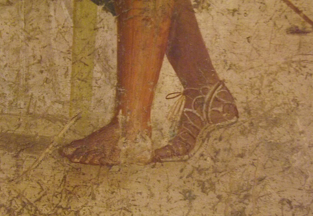 Detail of a Wall Painting with Jason and Pelias in the Naples Archaeological Museum, July 2012