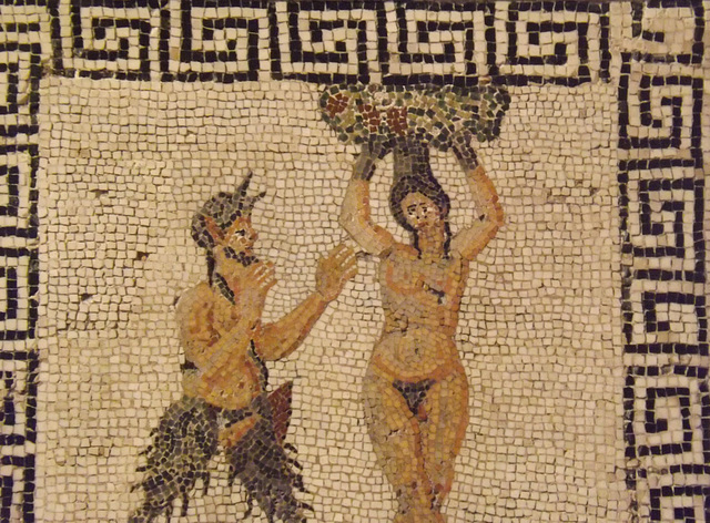 Detail of the Pan and Amadriade Mosaic in the Naples Archaeological Museum, July 2012