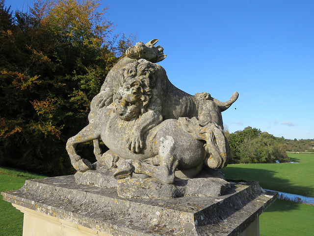 rousham park, oxon (46) c18, scheemakers, 1743, lion and horse