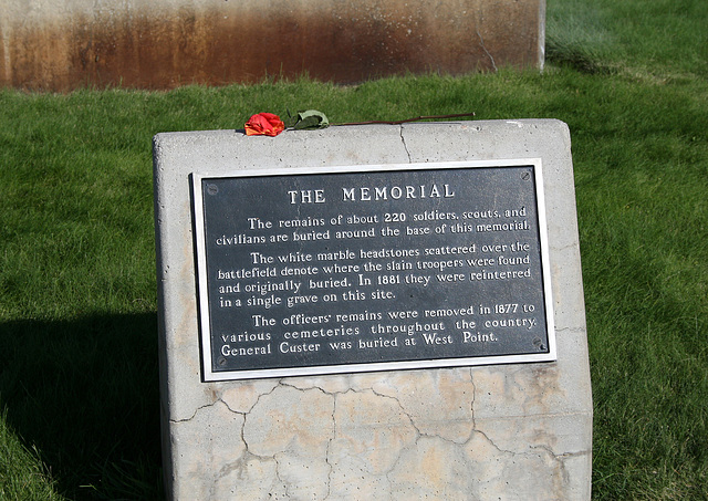 Memorial Marker on Last Stand Hill,Little Bighorn Battlefield,Montana,USA 11th September 2011
