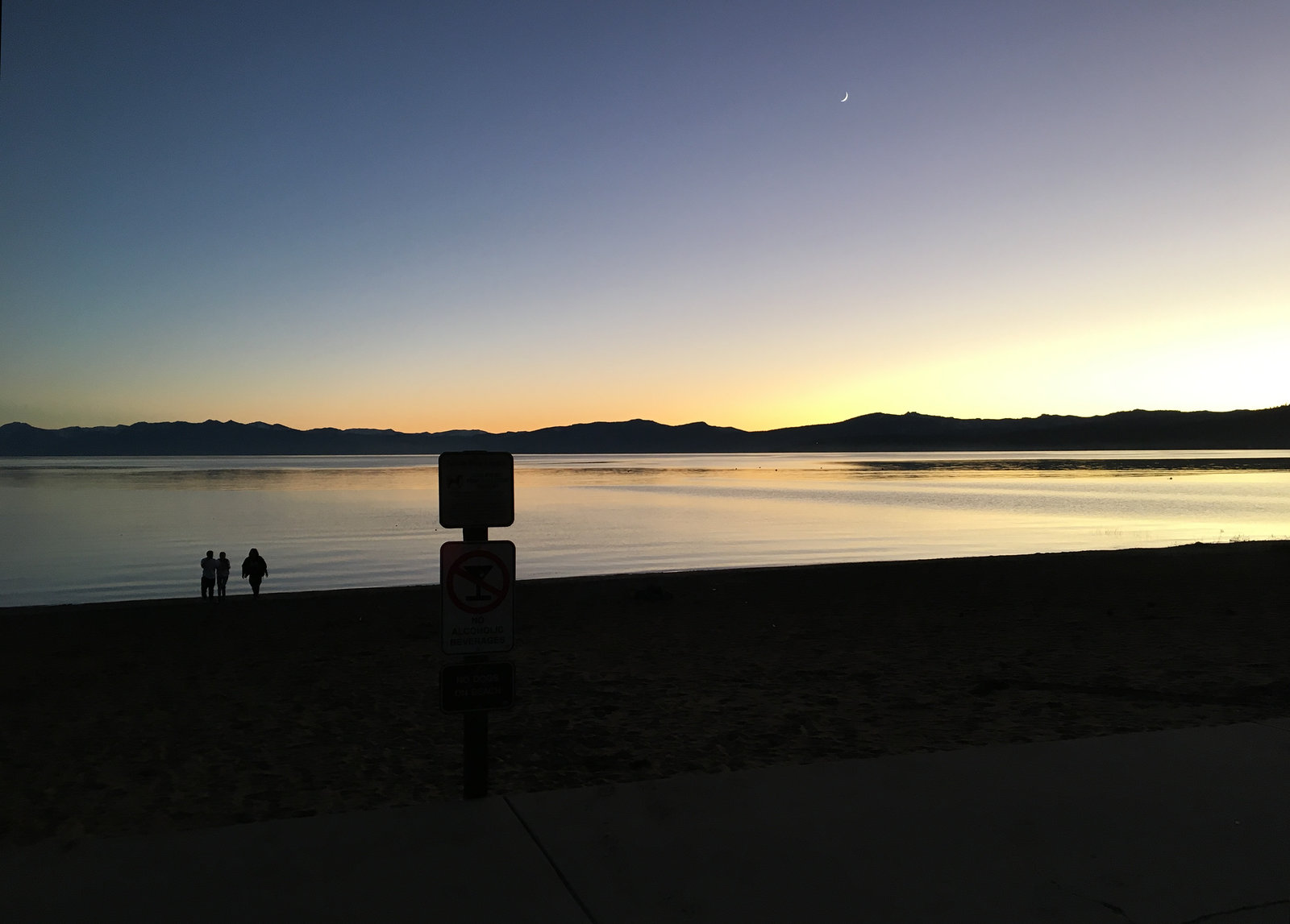 Lake Tahoe sunset, with Moon