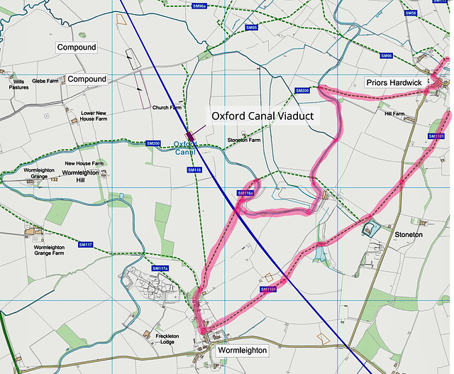 2021, the HS2 rail route near Priors Hardwick.