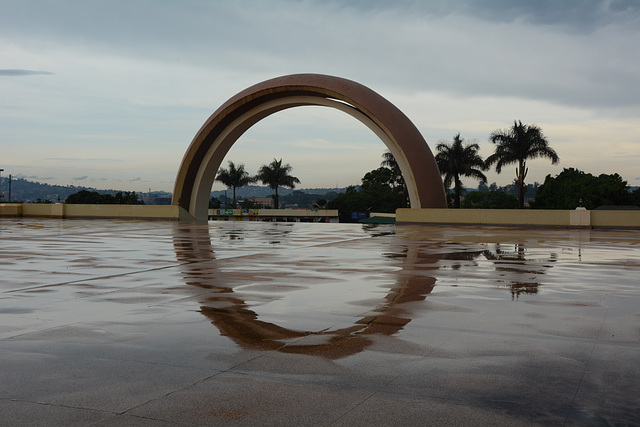 Uganda, Kampala, Arch in front of the Gaddafi National Mosque