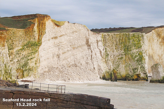 Seaford Head rock fall 15 2 2024