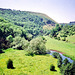 Looking along Monsal Dale and the River Wye from the Headstone Viaduct (Scan from June 1989)