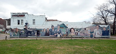 A mural depicting some town history