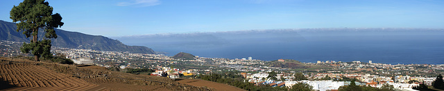 Auf dem Weg zum Teide. Blick hinunter zur Küste bei Puerto de la Cruz. ©UdoSm