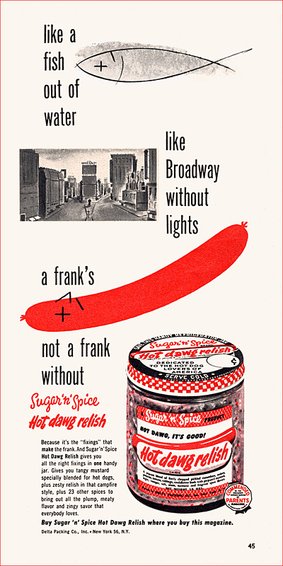 Sugar 'N Spice Relish Ad, 1953