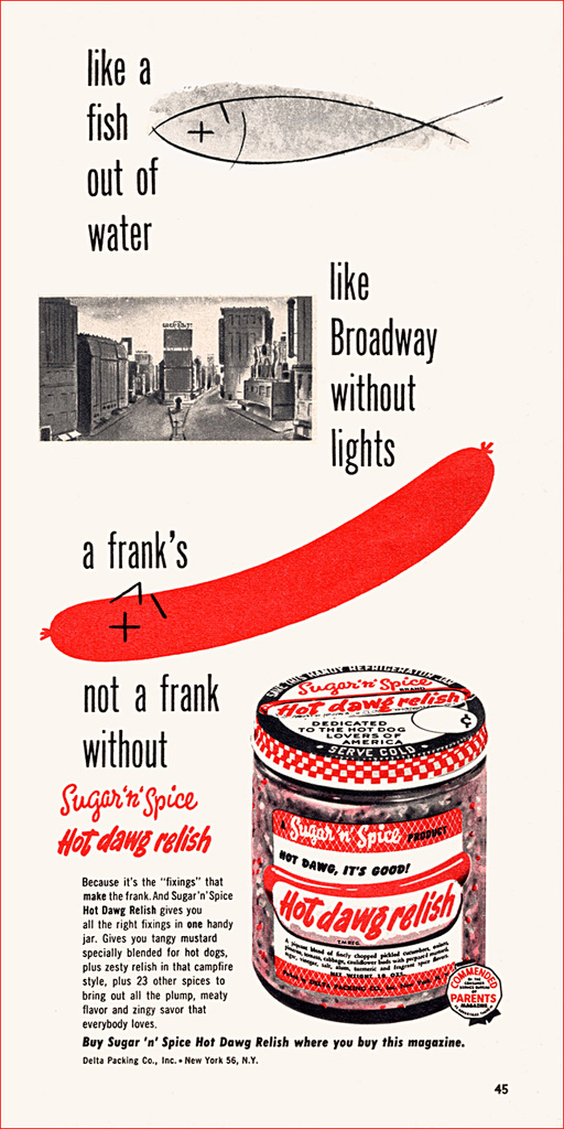Sugar 'N Spice Relish Ad, 1953