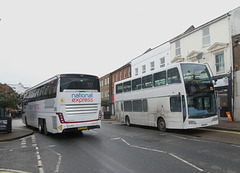 Ambassador Travel 305 (BV72 XFB) and A2B Group DD58 BUS (PN09 ENL) in Newmarket - 12 Dec 2023 (P1170156)